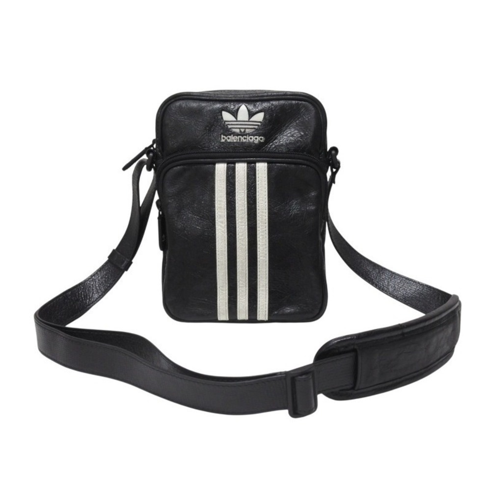 Balenciaga shoulder adidas collaboration lambskin crossbody black bag logo - Picture 2 of 8